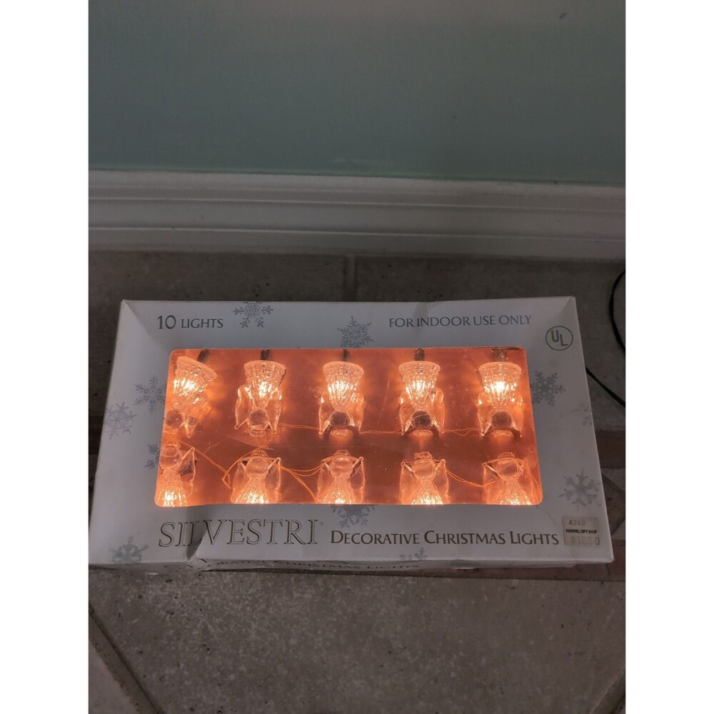 VTG Silvestri Clear Angel String Lights 10 Christmas Ornaments Tree Decor NIB
